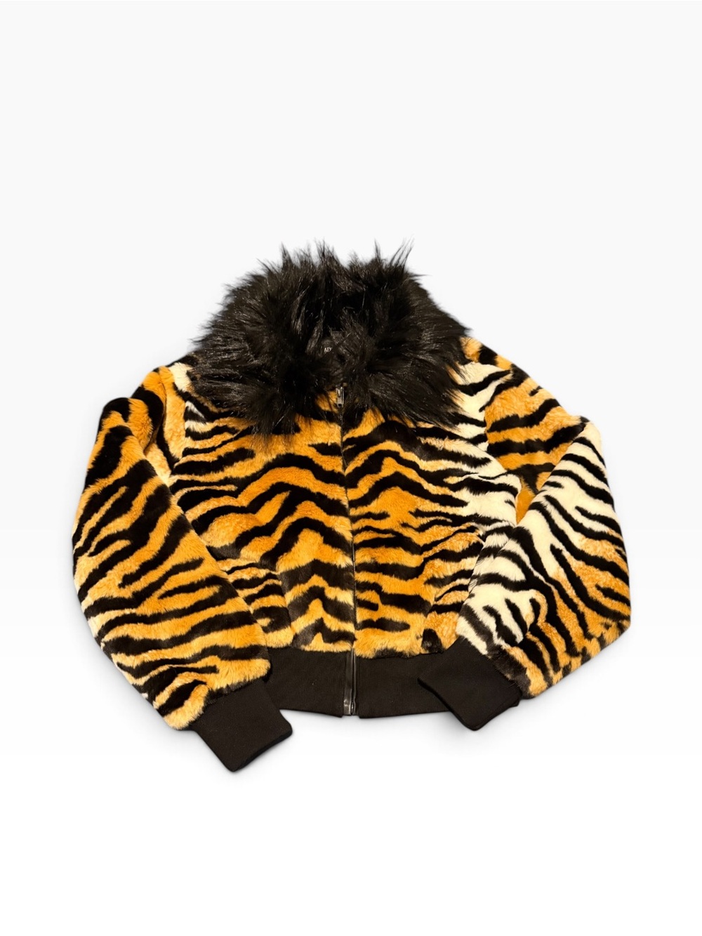 Adrienne Landau Women Tiger-Stripe Faux Fur Hat in Orange, Black, White,SZ XL